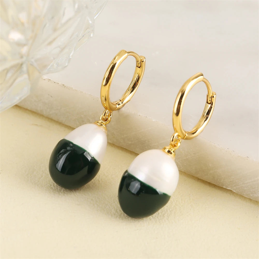 French Style Shell Bead Ear Buckle Small Pearl Earrings