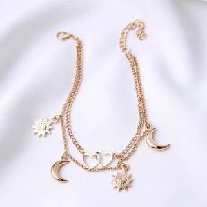 Foreign Trade Sun Love Heart Crescent Anklet Beach Foot Accessories