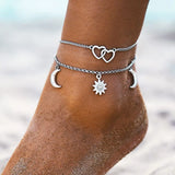 Foreign Trade Sun Love Heart Crescent Anklet Beach Foot Accessories