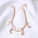Foreign Trade Sun Love Heart Crescent Anklet Beach Foot Accessories