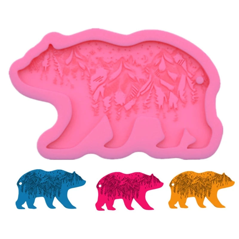 Forest Bear Keychain Silicone Mould DIY Crafts Polymer Clay Jewelry Making Tool