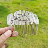 Forest Quartz Stone Haircomb Elf Fairy Hair Jewelry for Women