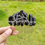 Forest Quartz Stone Haircomb Elf Fairy Hair Jewelry for Women