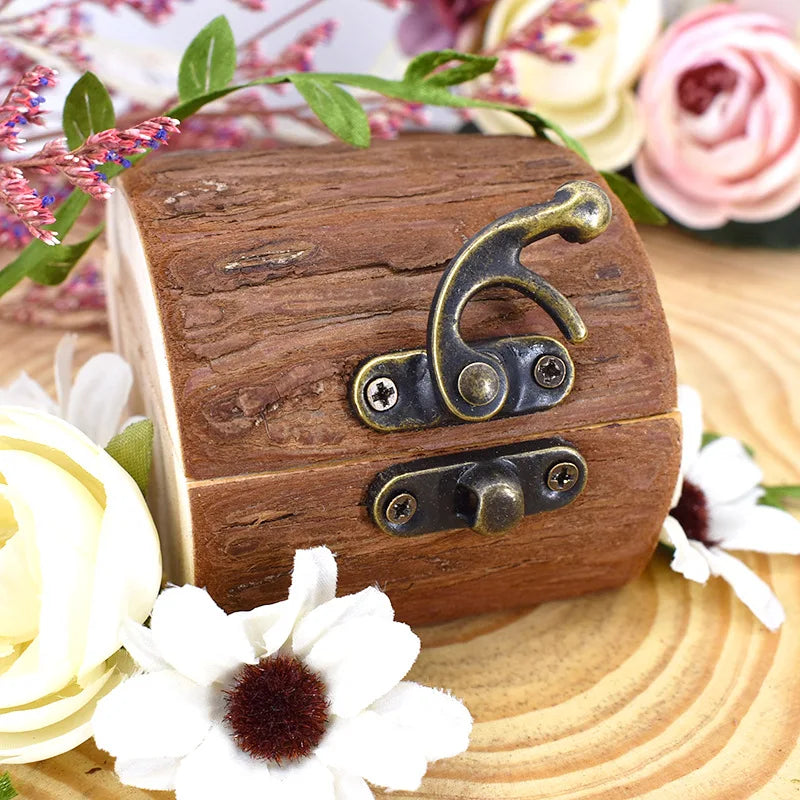 Vintage Wood Ring Box for Wedding Engraving Jewelry Box