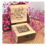 Vintage Wood Ring Box for Wedding Engraving Jewelry Box