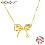 Classic Bowknot Necklace with Zircon 925 Silver Chain