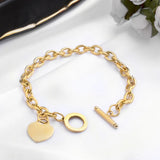 Forever Love Heart Pendant Stainless Steel Bracelet Charm Cuban Link Chain