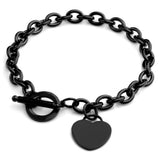 Forever Love Heart Pendant Stainless Steel Bracelet Charm Cuban Link Chain
