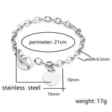 Forever Love Heart Pendant Stainless Steel Bracelet Charm Cuban Link Chain