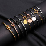 Love Knot Infinity Cuff Bracelet, Stainless Steel Single Tie The Knot Jewelry