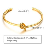 Love Knot Infinity Cuff Bracelet, Stainless Steel Single Tie The Knot Jewelry