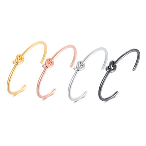 Love Knot Infinity Cuff Bracelet, Stainless Steel Single Tie The Knot Jewelry
