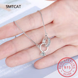 S925 Silver Bracelet CZ Diamond Topaz Circles Box Chain Women Girls