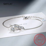 S925 Silver Bracelet CZ Diamond Topaz Circles Box Chain Women Girls