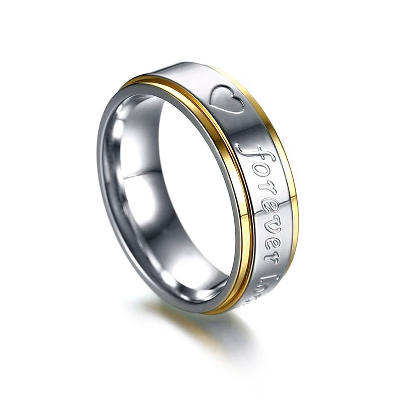 Forever Love Wedding Ring 6mm Stainless Steel Engagement Promise Ring