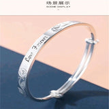 Forever Love999Silver Cuff Bracelet, Retro Rose Adjustable Bracelet