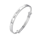 Forever Love999Silver Cuff Bracelet, Retro Rose Adjustable Bracelet