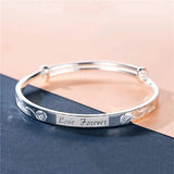 Forever Love999Silver Cuff Bracelet, Retro Rose Adjustable Bracelet