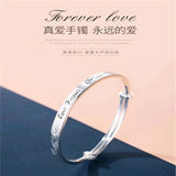 Forever Love999Silver Cuff Bracelet, Retro Rose Adjustable Bracelet