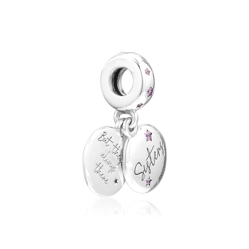 Sisters Dangle Charm 925 Sterling Silver Bead Europe Bracelet Charms