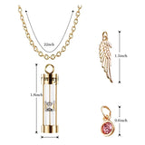 Hourglass Angel Wing Cremation Urn Necklace with Birthstones
