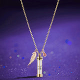 Hourglass Angel Wing Cremation Urn Necklace with Birthstones
