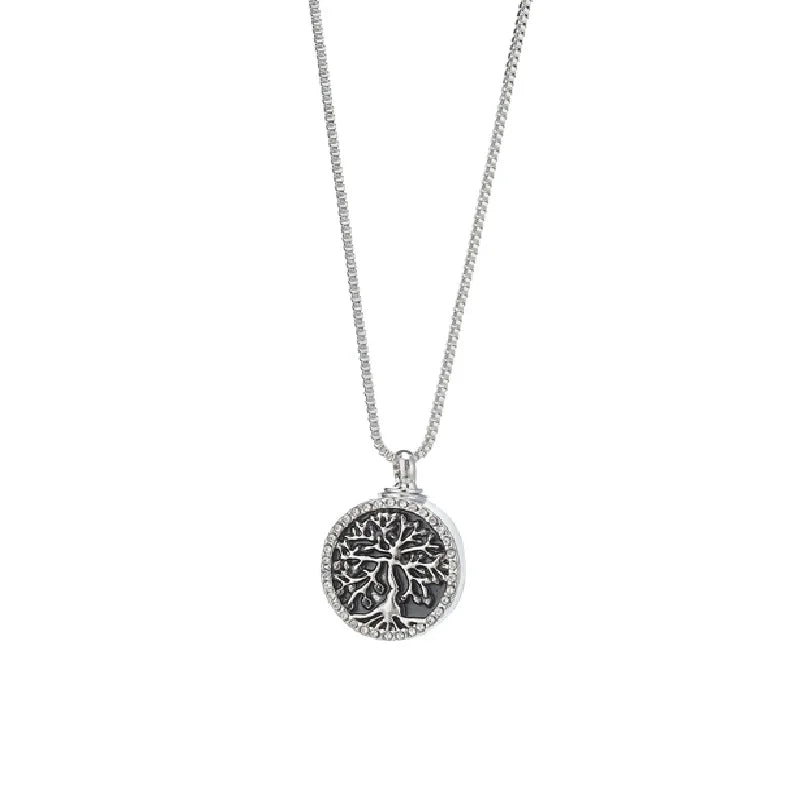 Tree of Life Round Urn Pendant Cremation Jewelry