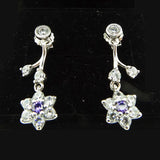 Purple Earrings 925 Sterling Silver Forget-Me-Not Women's Party Jewelry