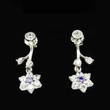 Purple Earrings 925 Sterling Silver Forget-Me-Not Women's Party Jewelry
