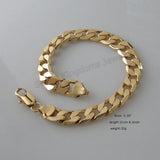 Yellow Plated Cuban 1 by 1 Link Bracelet Size Info Shown in Picture