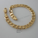 Yellow Plated Cuban 1 by 1 Link Bracelet Size Info Shown in Picture
