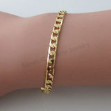 Yellow Plated Cuban 1 by 1 Link Bracelet Size Info Shown in Picture