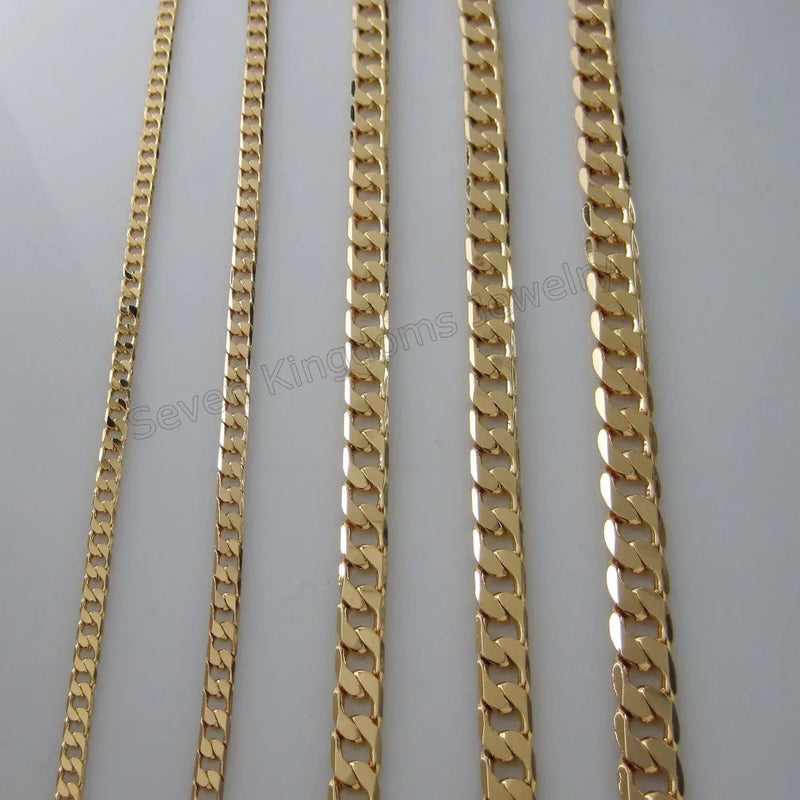 Yellow Plated Cuban 1 by 1 Link Bracelet Size Info Shown in Picture
