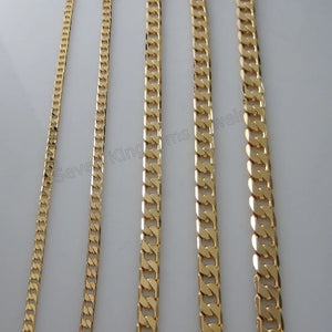 Yellow Plated Cuban 1 by 1 Link Bracelet Size Info Shown in Picture