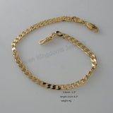 Yellow Plated Cuban 1 by 1 Link Bracelet Size Info Shown in Picture