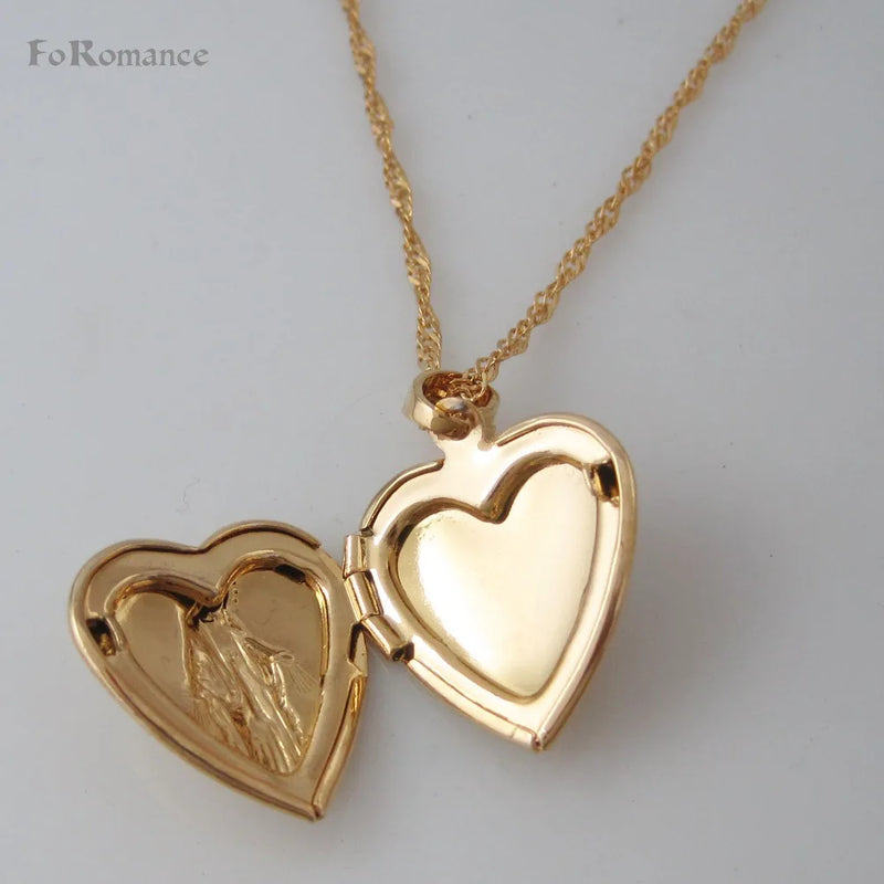 18" Gold-Plated Necklace & Virgin Mary Heart Choker Pendant