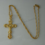 Yellow Plated 18" or 24" Necklace with Jesus Cross Pendant