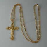 Yellow Plated 18" or 24" Necklace with Jesus Cross Pendant