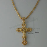 Yellow Plated 18" or 24" Necklace with Jesus Cross Pendant