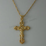 Yellow Plated 18" or 24" Necklace with Jesus Cross Pendant