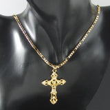 Yellow Plated 18" or 24" Necklace with Jesus Cross Pendant