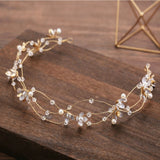 Pearl Golden Beaded Hairbands Tiara Bridal Hair Jewelry