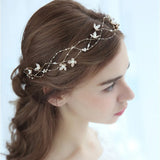 Pearl Golden Beaded Hairbands Tiara Bridal Hair Jewelry