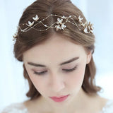 Pearl Golden Beaded Hairbands Tiara Bridal Hair Jewelry