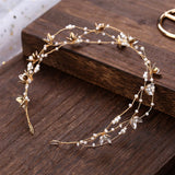 Pearl Golden Beaded Hairbands Tiara Bridal Hair Jewelry