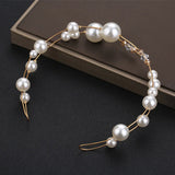 Pearl Golden Beaded Hairbands Tiara Bridal Hair Jewelry