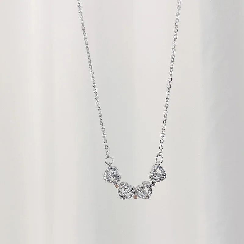 Four Clover Stainless Steel Zircon Necklace for Women