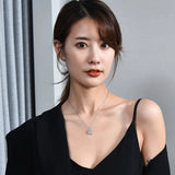 Four Clover Stainless Steel Zircon Necklace for Women