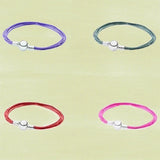 Four Colors Fabric Cord Women's Bracelets with Silver Clip Closure