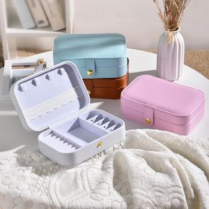4 Colors PU Leather Jewelry Storage Box Portable Mini Girl Heart Travel Carry